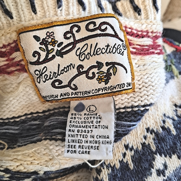 Heirloom Collectibles vintage hearts ugly Christmas chunky knit sweater cardigan - Picture 16 of 16